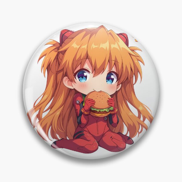 Item preview, Asuka Langley Soryu Neon Genesis Evangelion Anime Girl Kawaii Chibi Burger Cute Bite designed and sold by mildaclairmo.