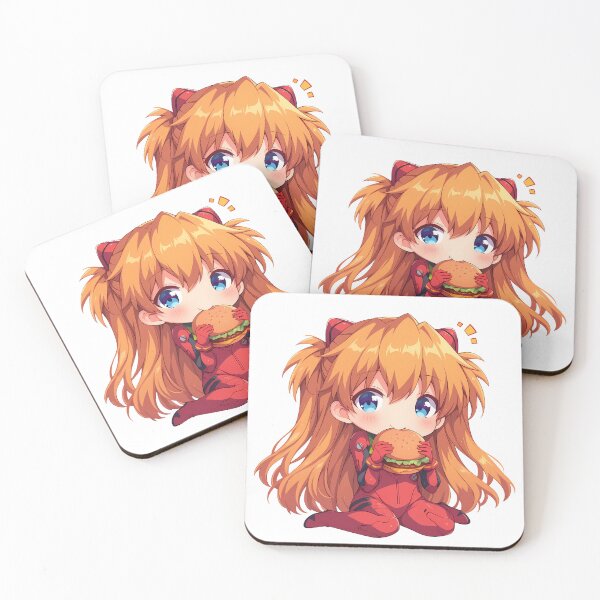 Item preview, Asuka Langley Soryu Neon Genesis Evangelion Anime Girl Kawaii Chibi Burger Cute Bite designed and sold by mildaclairmo.