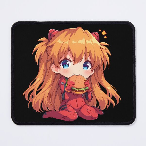 Item preview, Asuka Langley Soryu Neon Genesis Evangelion Anime Girl Kawaii Chibi Burger Cute Bite designed and sold by mildaclairmo.