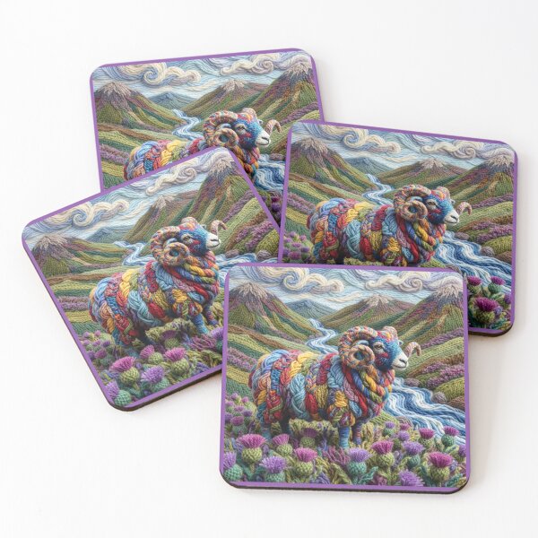 Item preview, Yarn Sheep in a Yarn Highland Thistle Patch designed and sold by Tridentulus.