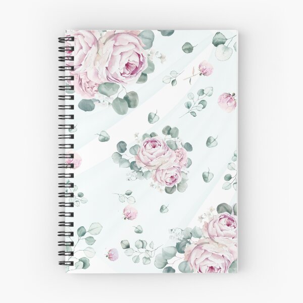 Item preview, Blush Rose and Eucalyptus Watercolor Floral | Soft Elegant Notebook designed and sold by Petal-Page.