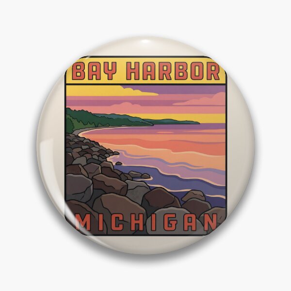 Item preview, Bay Harbor Michigan - Vintage Little Traverse Bay Design designed and sold by TheOldMittenIllustrated.
