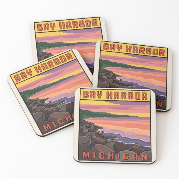 Item preview, Bay Harbor Michigan - Vintage Little Traverse Bay Design designed and sold by TheOldMittenIllustrated.