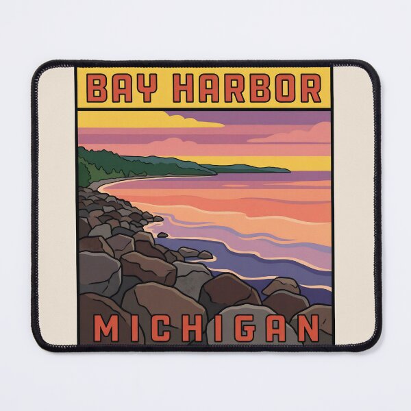 Item preview, Bay Harbor Michigan - Vintage Little Traverse Bay Design designed and sold by TheOldMittenIllustrated.