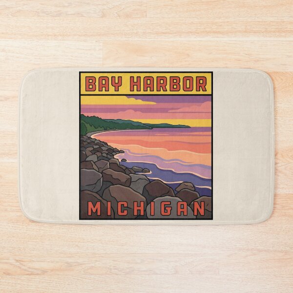 Item preview, Bay Harbor Michigan - Vintage Little Traverse Bay Design designed and sold by TheOldMittenIllustrated.