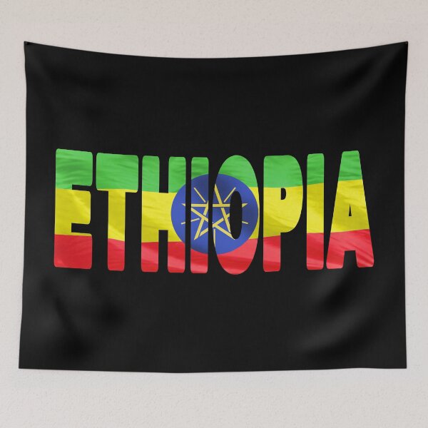 Item preview, ETHIOPIA - Flag Flying in Wind cut to Letters Souvenir Sticker Shirt designed and sold by Adam Gormley.
