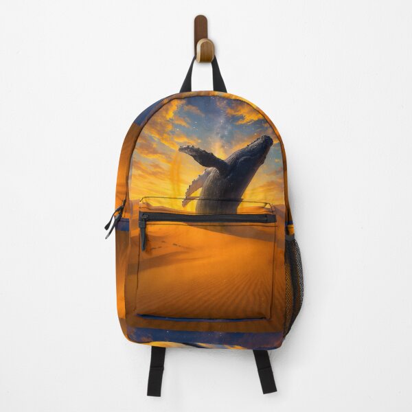 Item preview, Cosmic Desert Whale: Surreal Humpback Breaching a Sunset Dreamscape  designed and sold by WilderRoads.