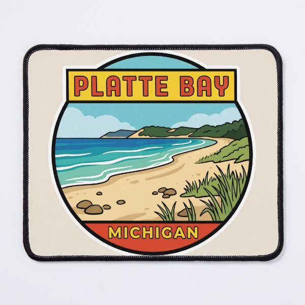 Item preview, Platte Bay Michigan - Vintage Lake Michigan Design designed and sold by TheOldMittenIllustrated.