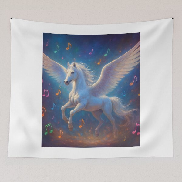 Item preview, Magical White Pegasus Dancing Among Musical Notes designed and sold by Golazos.
