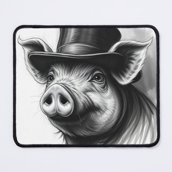 Item preview, Elegant Pig in Top Hat Black and White Illustration – Victorian Gentleman Pig Art designed and sold by EllDAV777.