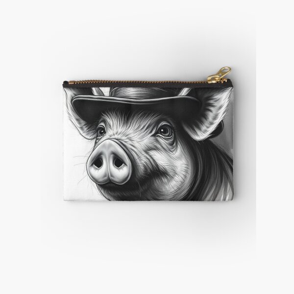 Item preview, Elegant Pig in Top Hat Black and White Illustration – Victorian Gentleman Pig Art designed and sold by EllDAV777.