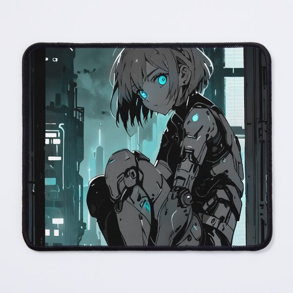 Item preview, ECHO: Monochrome Urban Sprawl Ledge Lookout | Cute Cyberpunk Anime Girl designed and sold by Sytrics.