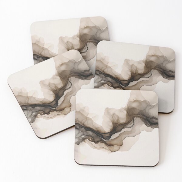 Item preview, Ethereal Bloom: Luxury Fluid Abstract in Charcoal, Ochre, and Sand designed and sold by Cozyartsss.