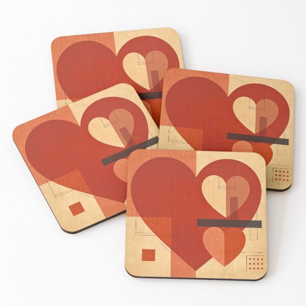 Item preview, Heart Blueprint: Mid-Century Modern Bauhaus Geometric Abstract designed and sold by Cozyartsss.
