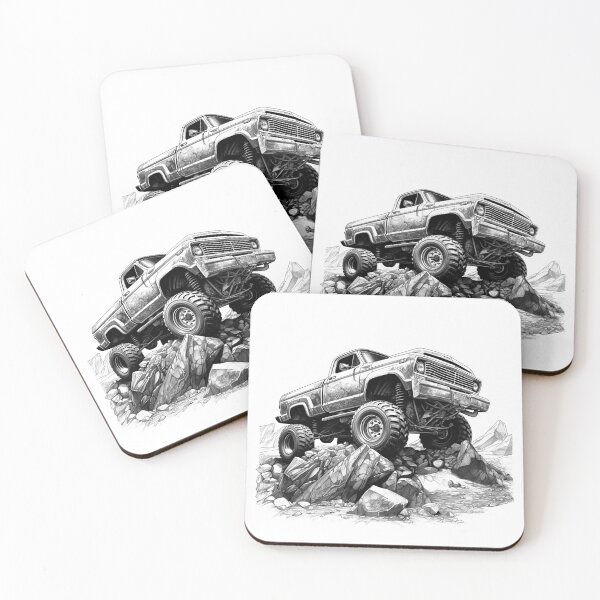Item preview, Vintage Off-Road Truck Rock Crawling | Black and White 4x4 Illustration designed and sold by inkoutninja.
