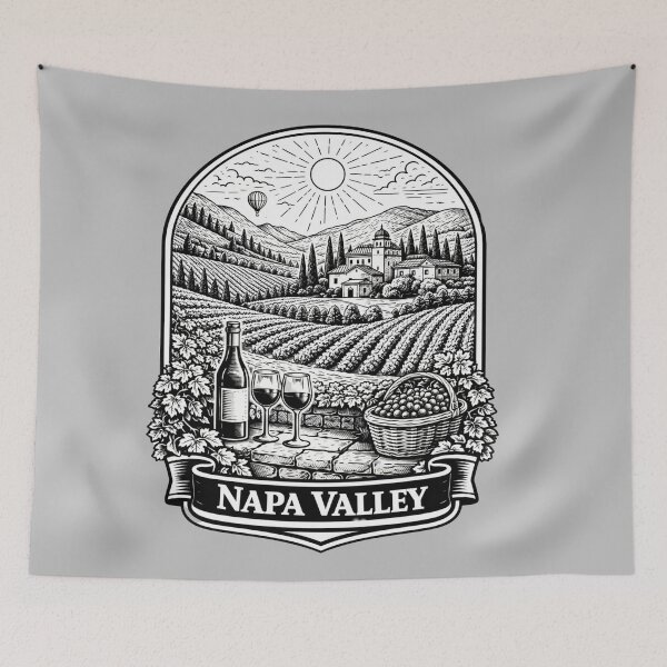 Item preview, Napa, California Line Art Illustration  designed and sold by Myra365Art.