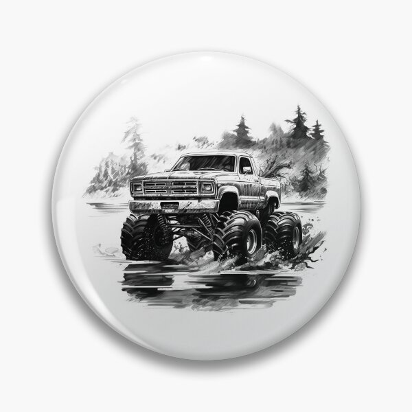 Item preview, Monster Mud Truck Illustration | Vintage 4x4 Splashing Through Water designed and sold by inkoutninja.