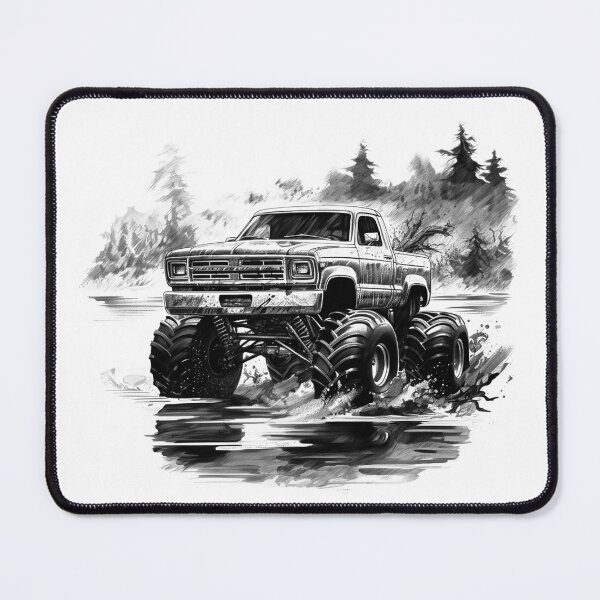 Item preview, Monster Mud Truck Illustration | Vintage 4x4 Splashing Through Water designed and sold by inkoutninja.