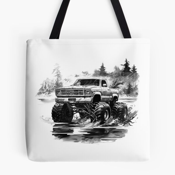 Item preview, Monster Mud Truck Illustration | Vintage 4x4 Splashing Through Water designed and sold by inkoutninja.