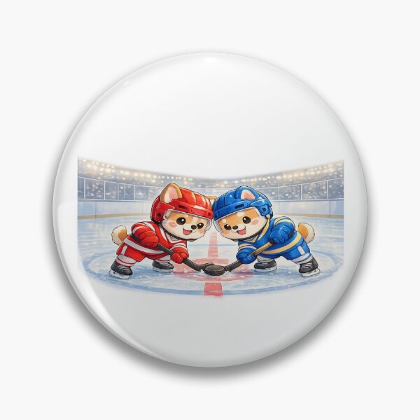 Item preview, Rivalry – Cute Kawaii Ice Hockey Dogs Face-Off designed and sold by Paws-nd-Prints.