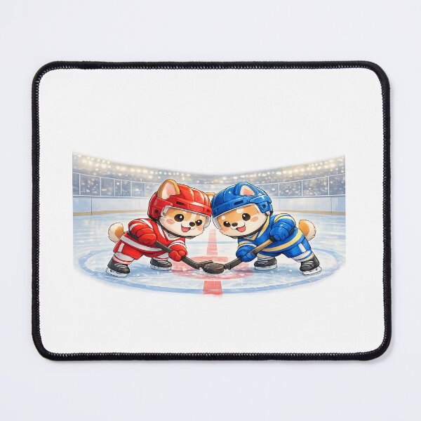 Item preview, Rivalry – Cute Kawaii Ice Hockey Dogs Face-Off designed and sold by Paws-nd-Prints.
