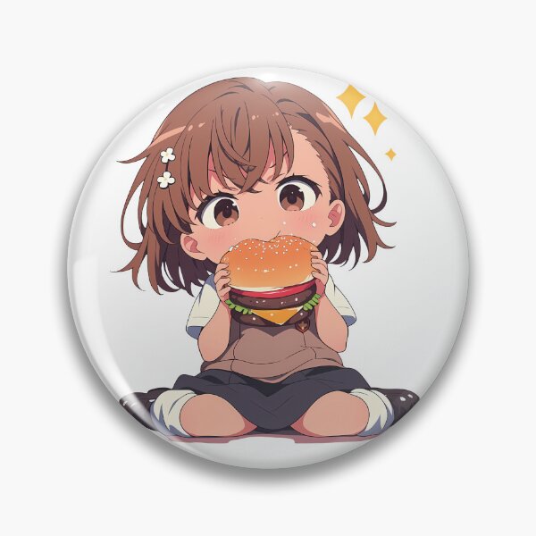 Item preview, Misaka Mikoto A Certain Scientific Railgun Anime Girl Chibi Kawaii Burger Cute Focus designed and sold by mildaclairmo.