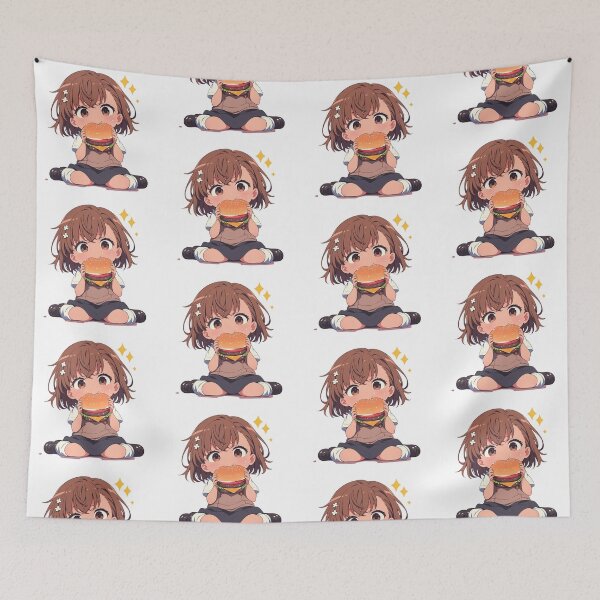 Item preview, Misaka Mikoto A Certain Scientific Railgun Anime Girl Chibi Kawaii Burger Cute Focus designed and sold by mildaclairmo.