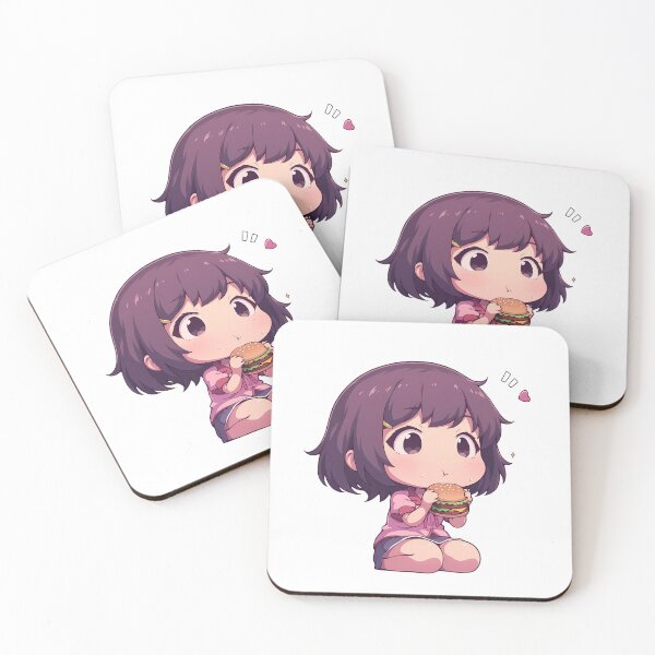 Item preview, Tsubasa Hanekawa Bakemonogatari Chibi Kawaii Burger Calm Anime Girl designed and sold by mildaclairmo.