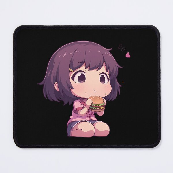 Item preview, Tsubasa Hanekawa Bakemonogatari Chibi Kawaii Burger Calm Anime Girl designed and sold by mildaclairmo.