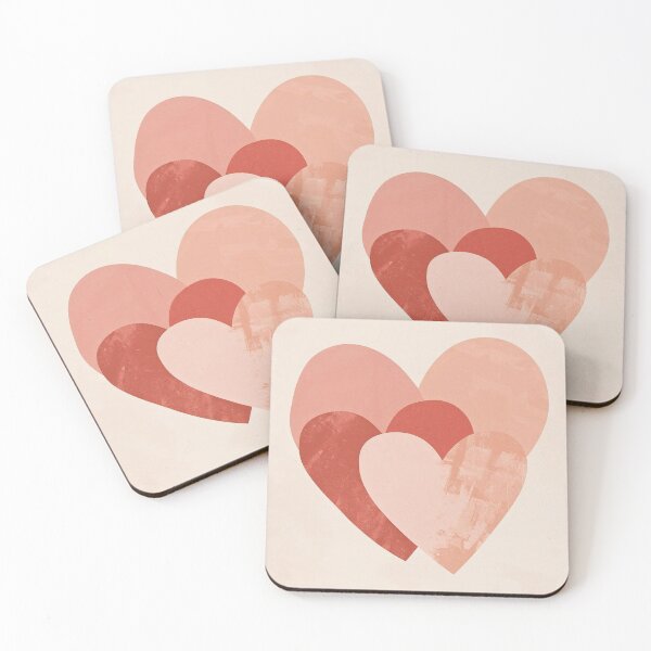 Item preview, Blooming Affinity: Layered Minimalist Heart Abstract in Rose and Peach designed and sold by Cozyartsss.