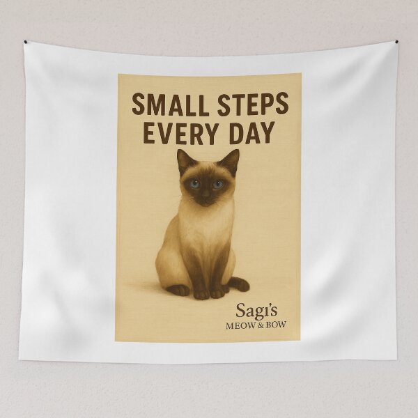 Item preview, Small Steps Every Day – Siamese Cat Inspirational Art designed and sold by SagisMeowAndBow.