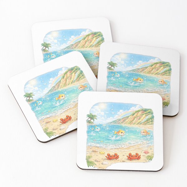 Item preview, Rainbow Beach – Cute Kawaii Fish and Crabs by the Sea designed and sold by Paws-nd-Prints.