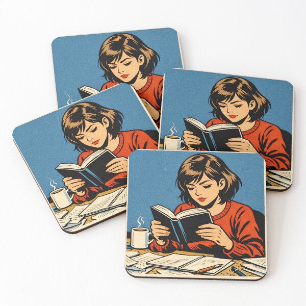Item preview, Book Lover Lofi Girl – Coffee and Open Pages – Gift for Book Lovers • Retro Comics • Vintage Halftone designed and sold by JacobKAurumhead.