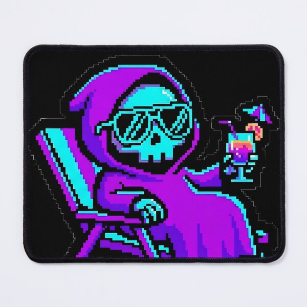 Item preview, Funny Grim Reaper Just Chillin Retro Pixel Art Synthwave designed and sold by ClubChaos.