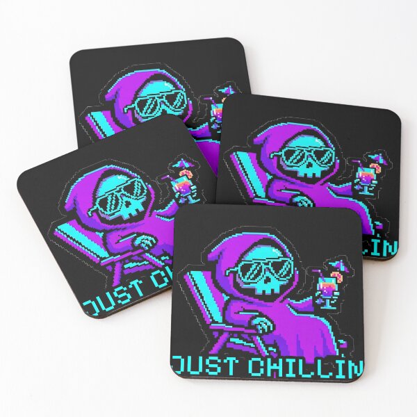Item preview, Funny Grim Reaper Just Chillin Retro Pixel Art Synthwave designed and sold by ClubChaos.