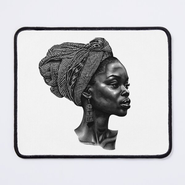 Item preview, Afrocentric Woman Portrait | Black and White Headwrap Illustration designed and sold by inkoutninja.