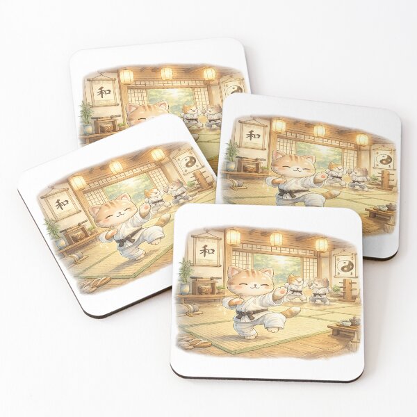Item preview, Tai Chi Cat – Cute Kawaii Martial Arts Dojo Illustration designed and sold by Paws-nd-Prints.