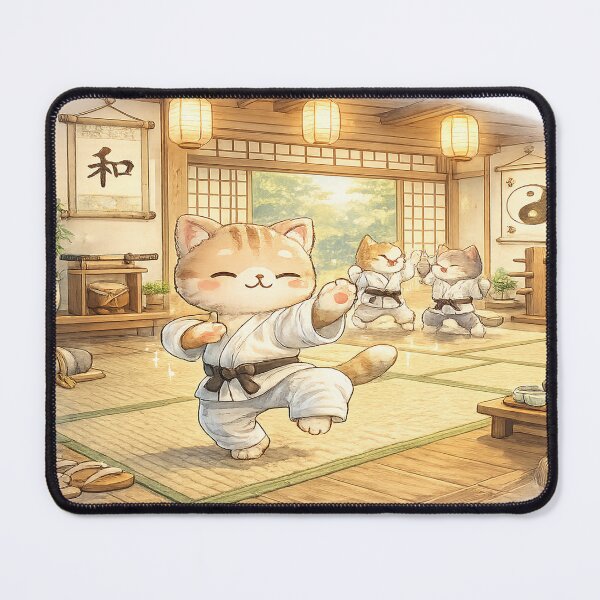 Item preview, Tai Chi Cat – Cute Kawaii Martial Arts Dojo Illustration designed and sold by Paws-nd-Prints.