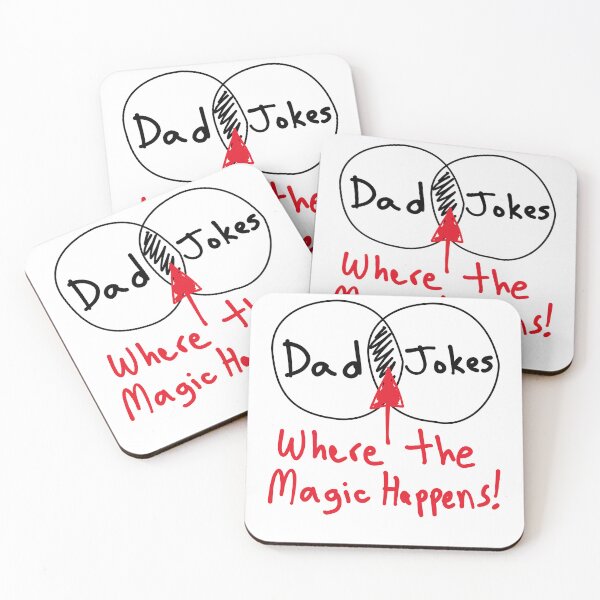 Item preview, Funny Nerdy Venn Diagram Intersection Dad and Jokes is Where the Magic Happens Math Teacher Black Text designed and sold by MathWare MathClips.