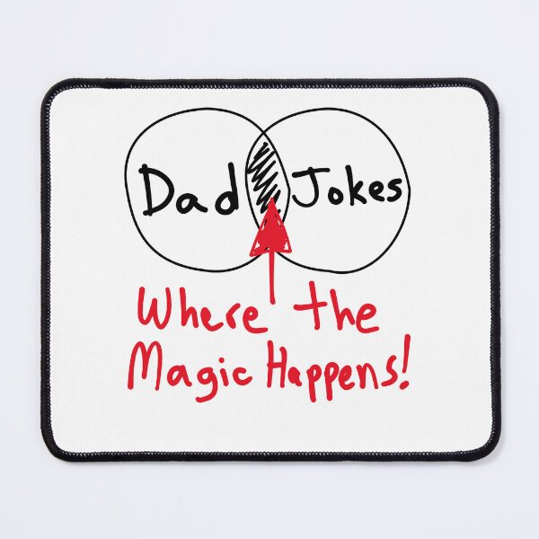 Item preview, Funny Nerdy Venn Diagram Intersection Dad and Jokes is Where the Magic Happens Math Teacher Black Text designed and sold by MathWare MathClips.