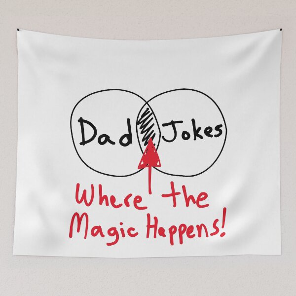 Item preview, Funny Nerdy Venn Diagram Intersection Dad and Jokes is Where the Magic Happens Math Teacher Black Text designed and sold by MathWare MathClips.