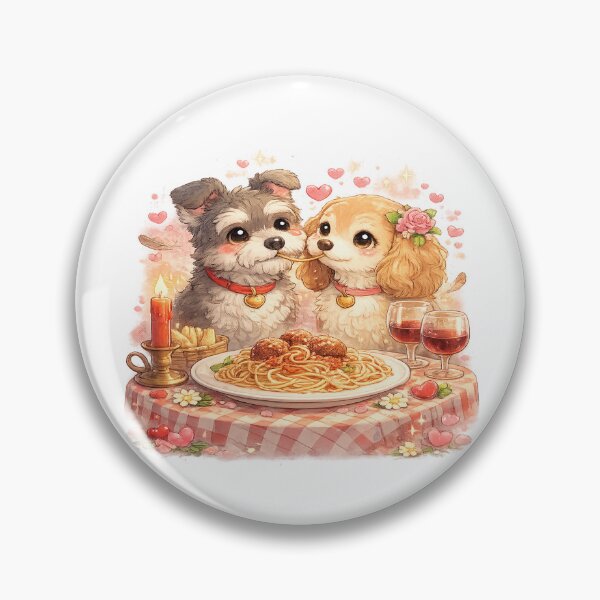 Item preview, Valentine’s Day Dogs – Cute Kawaii Spaghetti Love Scene designed and sold by Paws-nd-Prints.