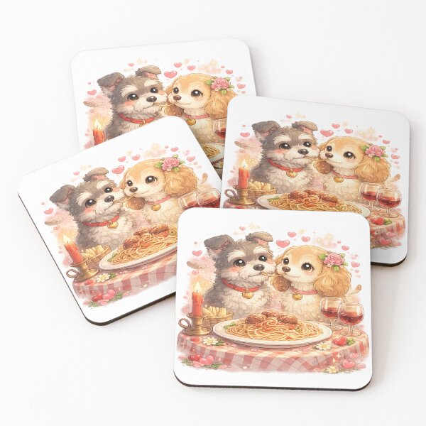 Item preview, Valentine’s Day Dogs – Cute Kawaii Spaghetti Love Scene designed and sold by Paws-nd-Prints.