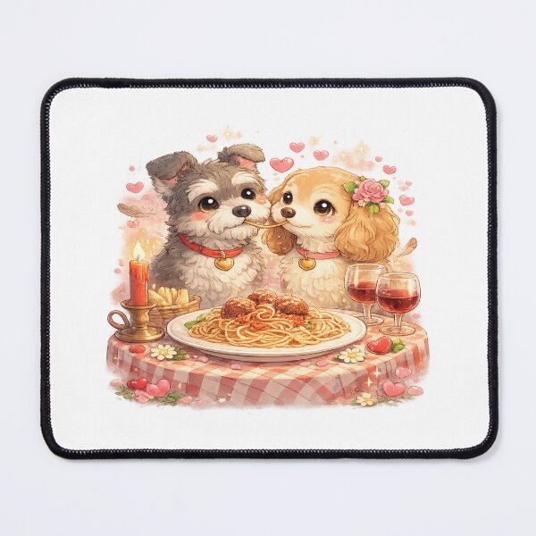 Item preview, Valentine’s Day Dogs – Cute Kawaii Spaghetti Love Scene designed and sold by Paws-nd-Prints.