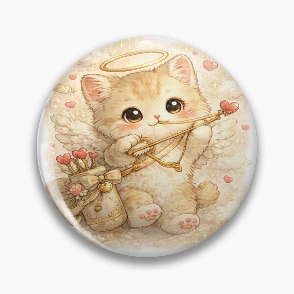 Item preview, Vintage Valentines Cupid Cat – Cute Kawaii Angel Love designed and sold by Paws-nd-Prints.