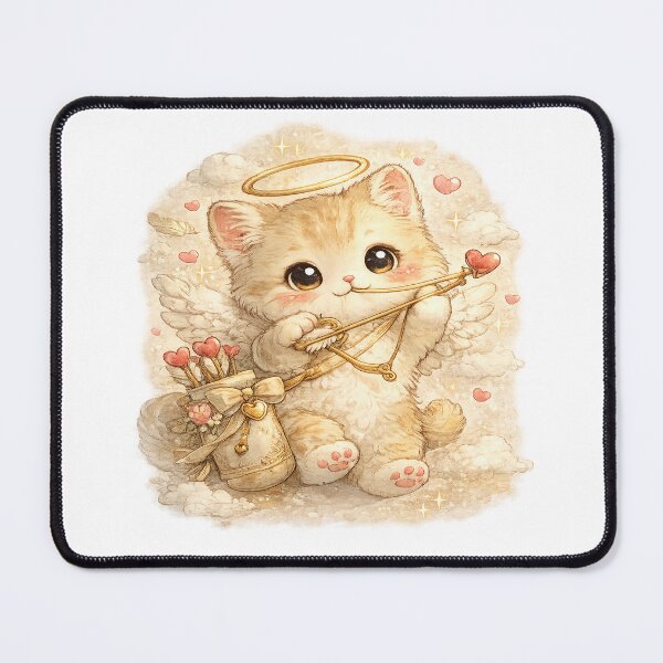 Item preview, Vintage Valentines Cupid Cat – Cute Kawaii Angel Love designed and sold by Paws-nd-Prints.