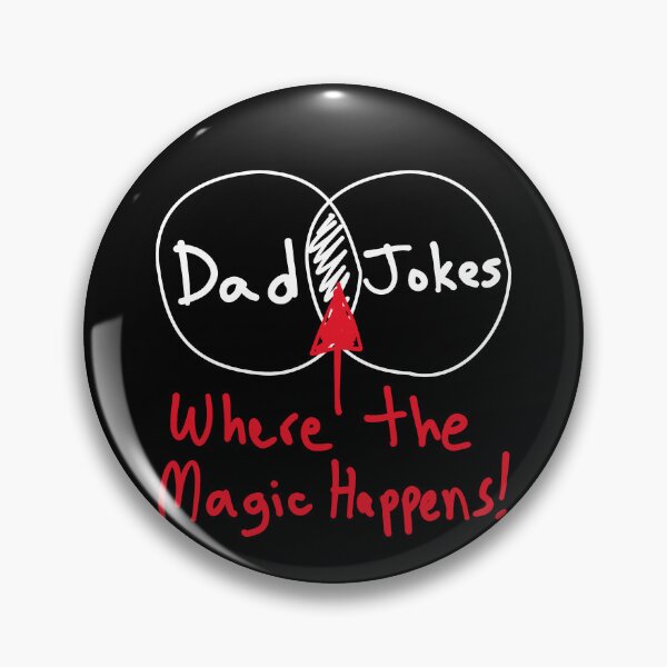 Item preview, Funny Nerdy Venn Diagram Intersection Dad and Jokes is Where the Magic Happens Math Teacher White Text designed and sold by MathWare MathClips.