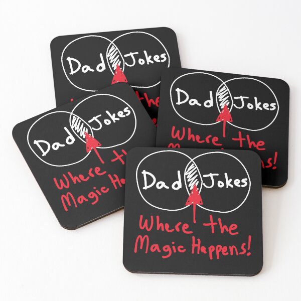 Item preview, Funny Nerdy Venn Diagram Intersection Dad and Jokes is Where the Magic Happens Math Teacher White Text designed and sold by MathWare MathClips.