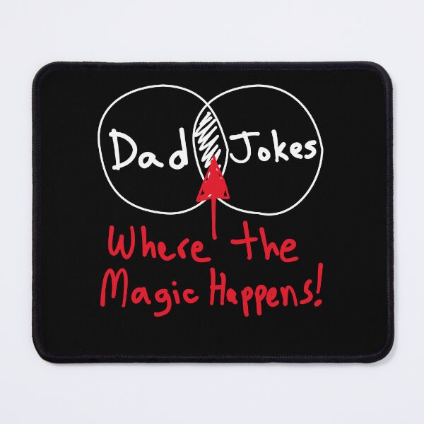 Item preview, Funny Nerdy Venn Diagram Intersection Dad and Jokes is Where the Magic Happens Math Teacher White Text designed and sold by MathWare MathClips.