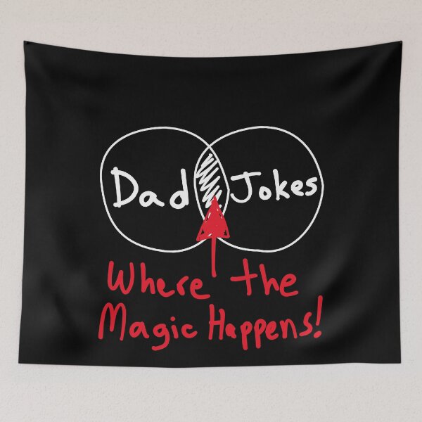 Item preview, Funny Nerdy Venn Diagram Intersection Dad and Jokes is Where the Magic Happens Math Teacher White Text designed and sold by MathWare MathClips.